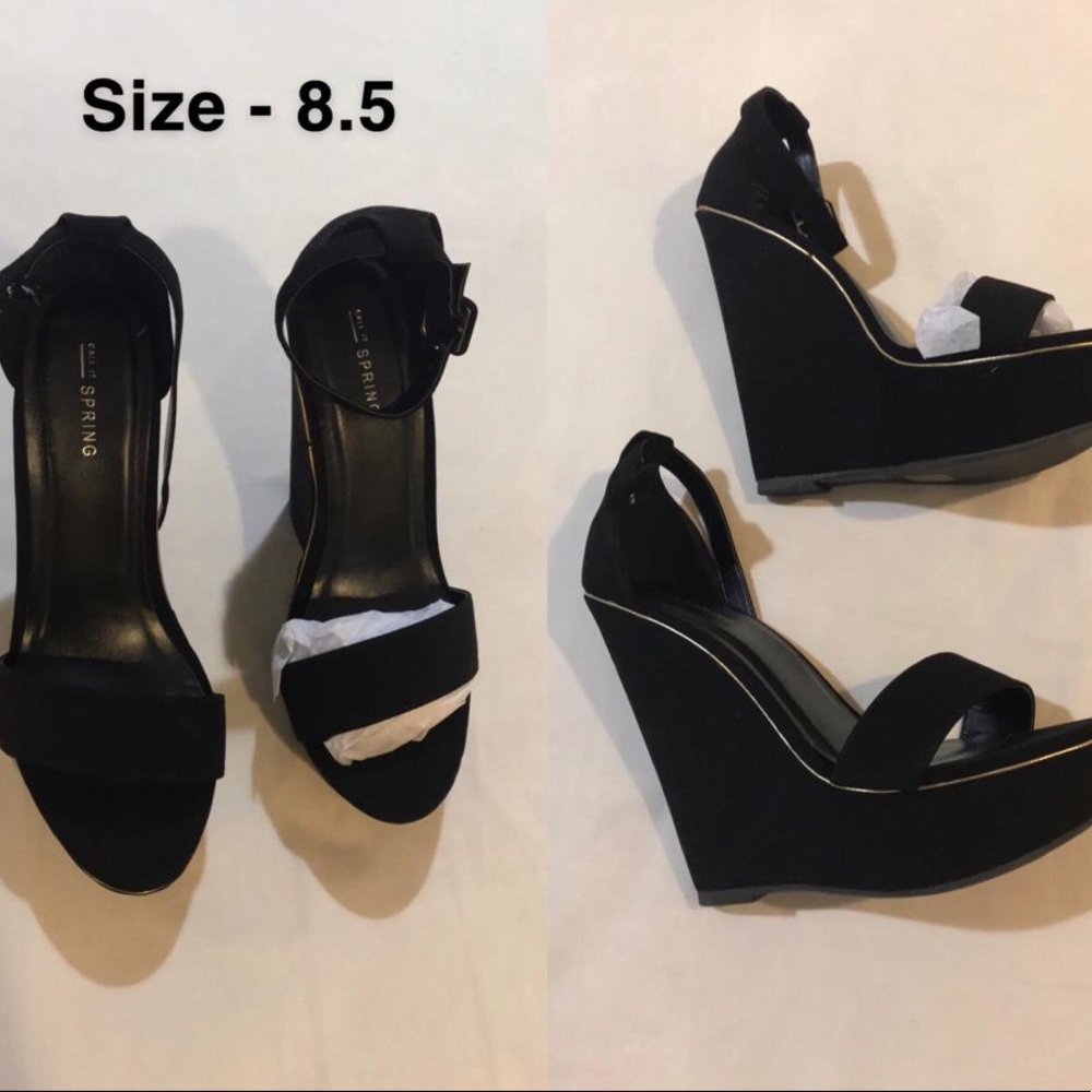 CALL IT SPRING - JET BLACK SANDALS with Golden Details  - BRAND NEW